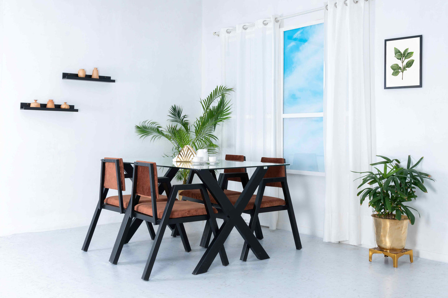 Jessica Cappuccino X Design - Four Seater Dining Set - RentalFurniture.in