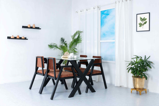 Jessica Cappuccino X Design - Four Seater Dining Set - RentalFurniture.in
