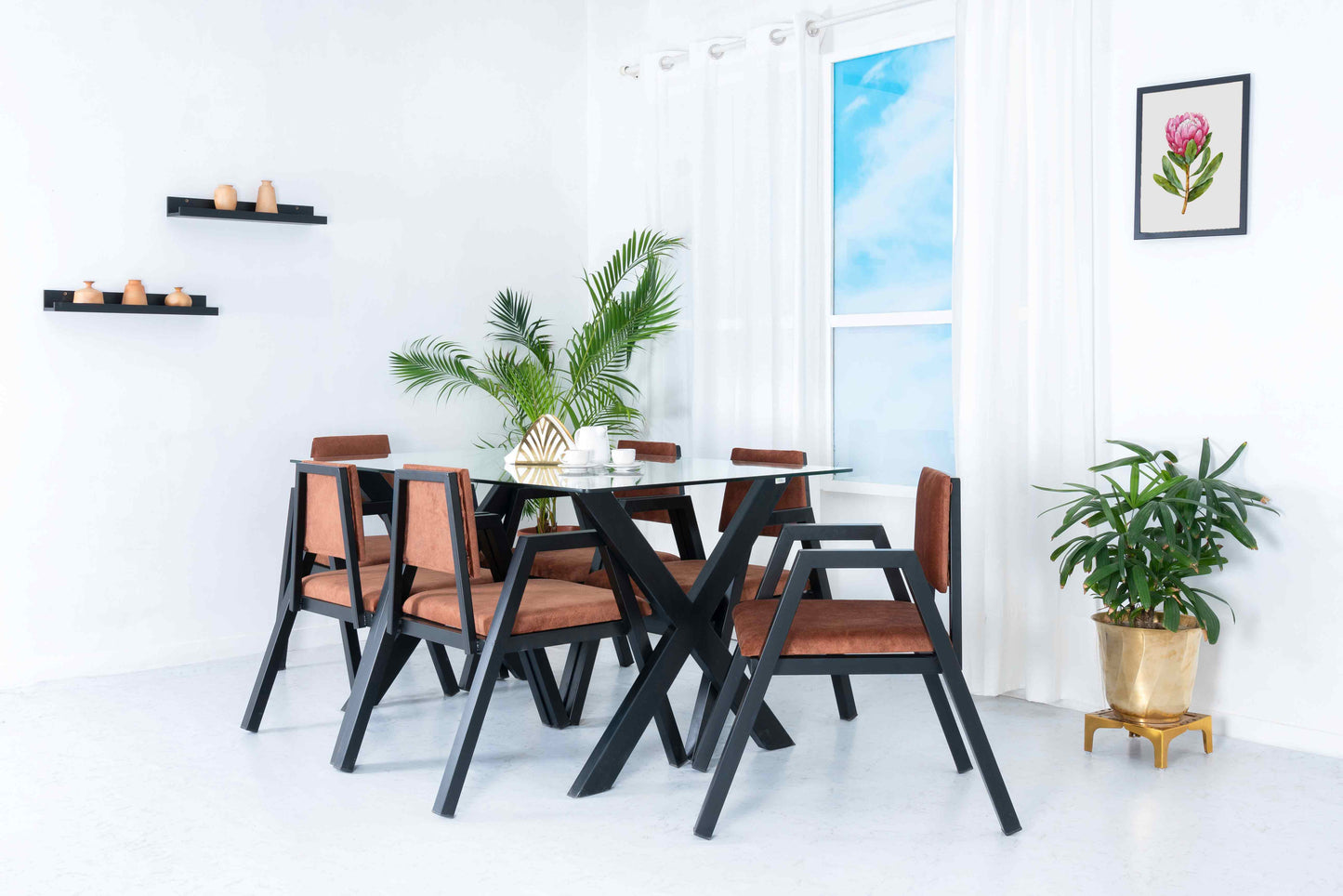 Jessica Cappuccino X Design - Six Seater Dining Set - RentalFurniture.in