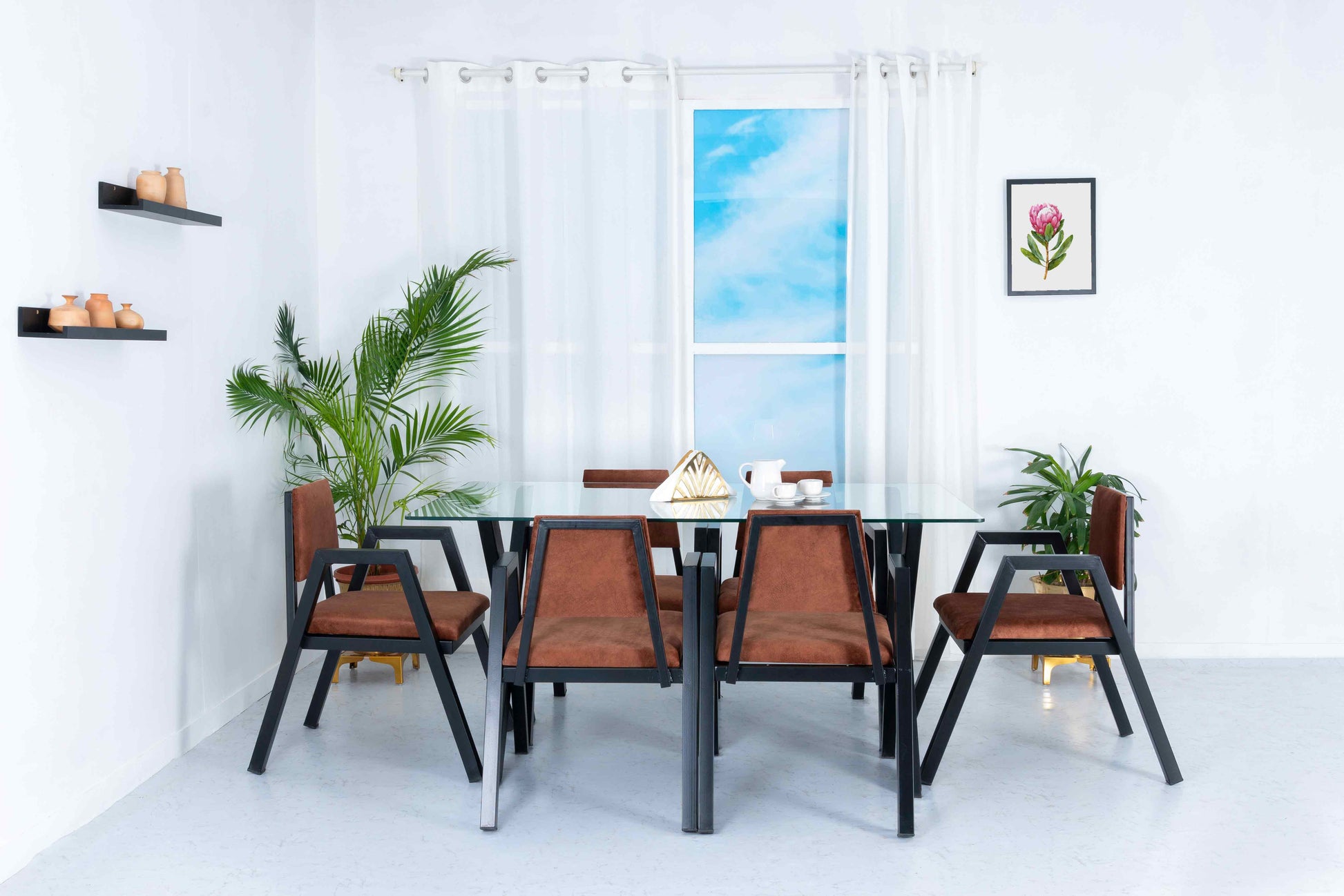 Jessica Cappuccino X Design - Six Seater Dining Set - RentalFurniture.in