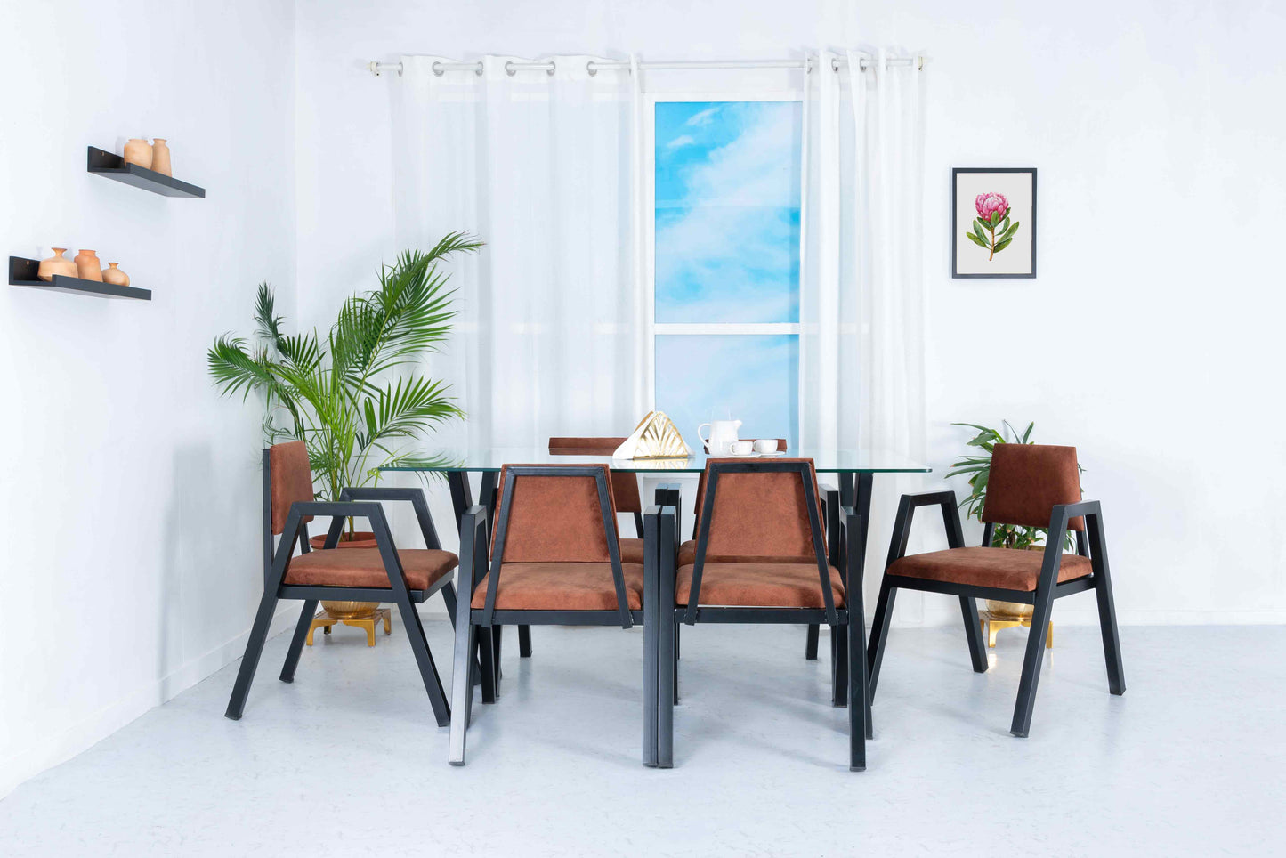 Jessica Cappuccino X Design - Six Seater Dining Set - RentalFurniture.in