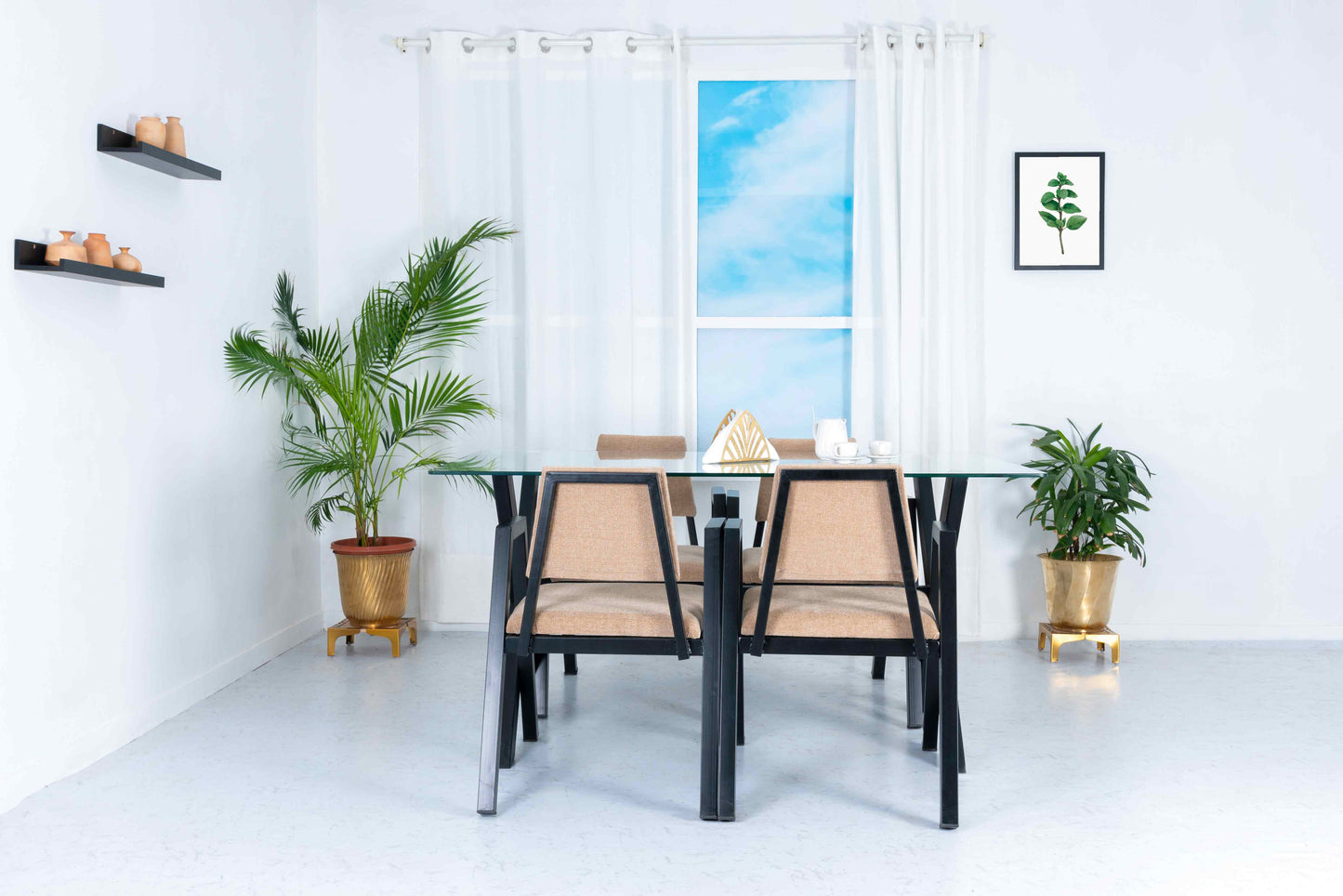 Sandy Beach Classic X Design - Four Seater Dining Set - RentalFurniture.in