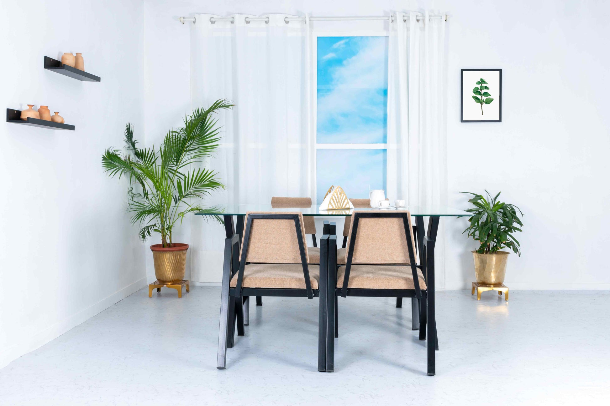 Sandy Beach Classic X Design - Four Seater Dining Set - RentalFurniture.in