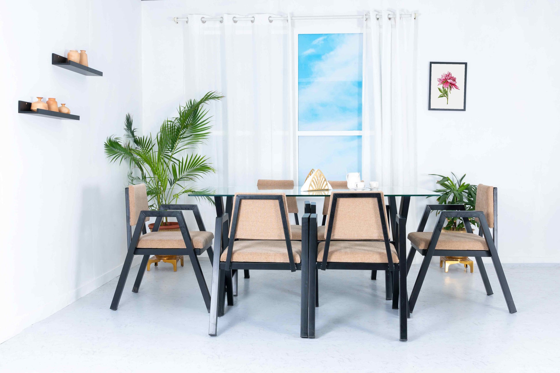 Sandy Beach Classic X Design - Six Seater Dining Set - RentalFurniture.in