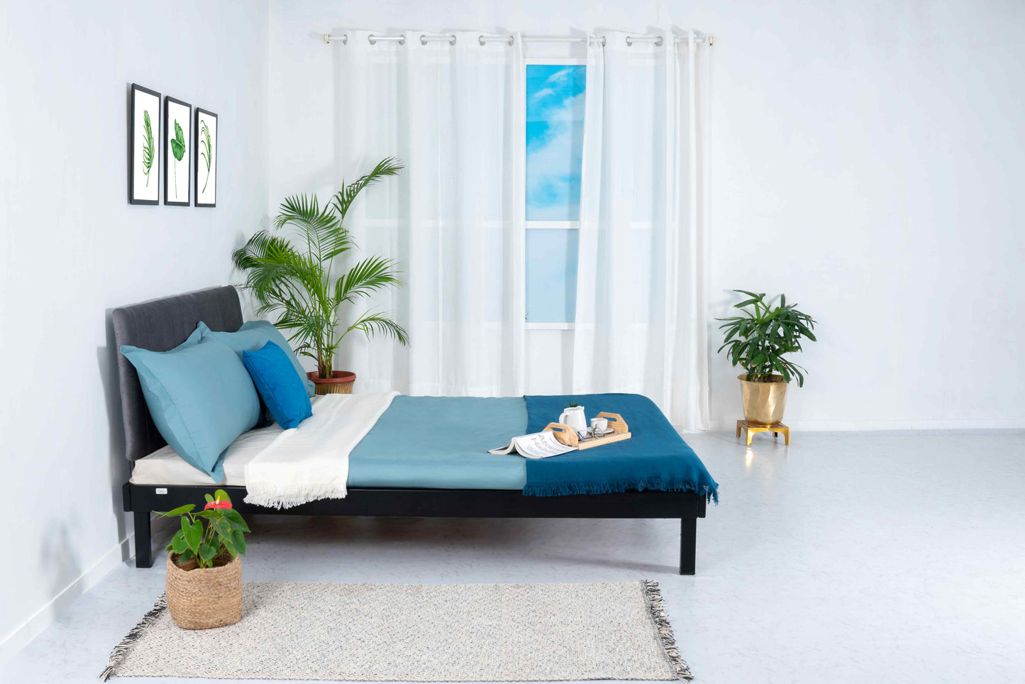 Platform Bed - Alpino Frostline Metal Double Bed with Mattress - RentalFurniture.in