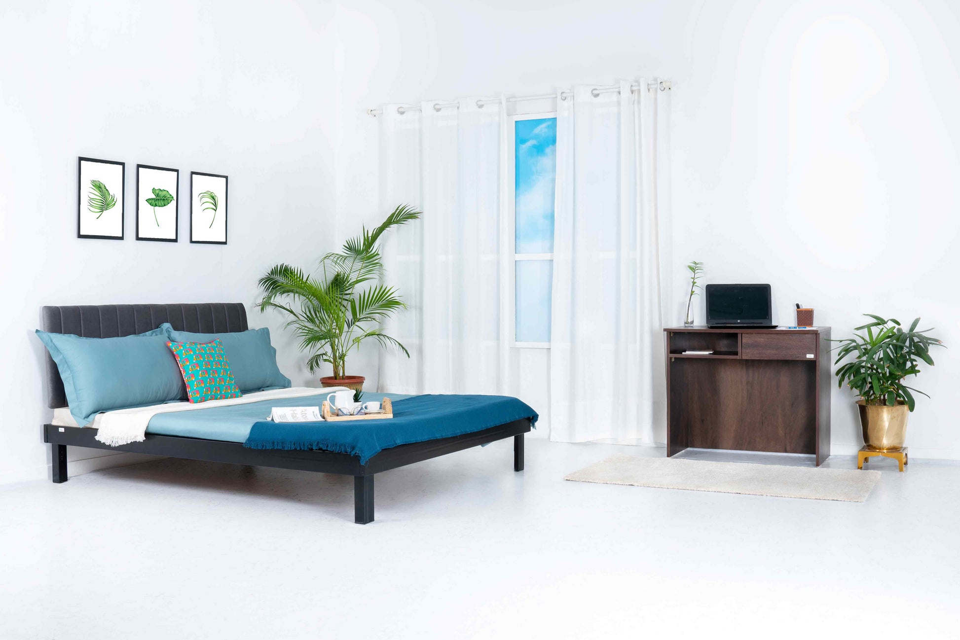 Platform Bed - Alpino Frostline Metal Double Bed with Mattress - RentalFurniture.in