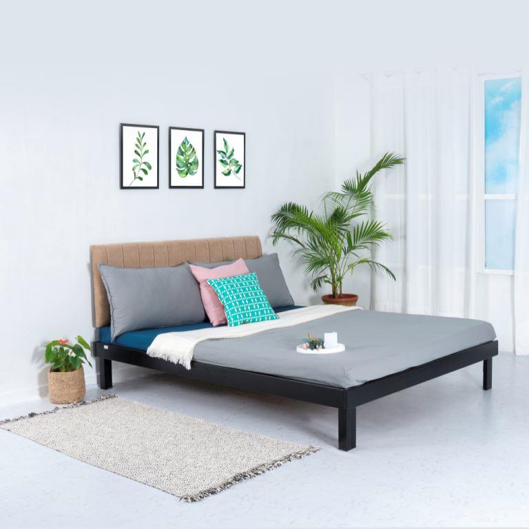 Platform Bed - Sandy Beach Classic Metal Double Bed with Mattress - RentalFurniture.in