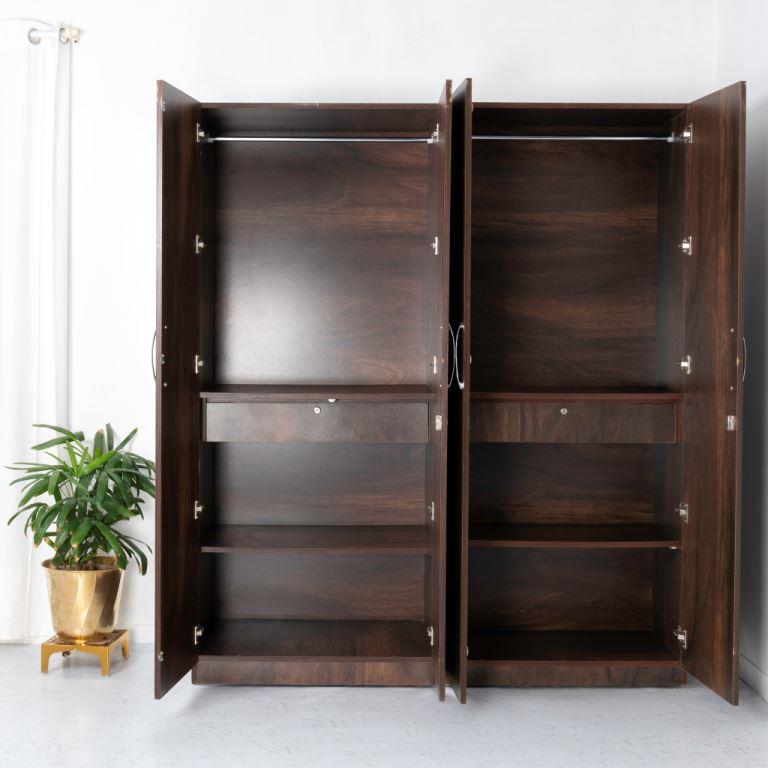 Carlton 4 Doors Wardrobe - Standard - With Full Mirror - RentalFurniture.in