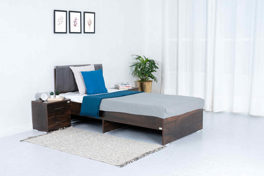 Alpino Frostline Wooden Single Bed without Mattress - RentalFurniture.in