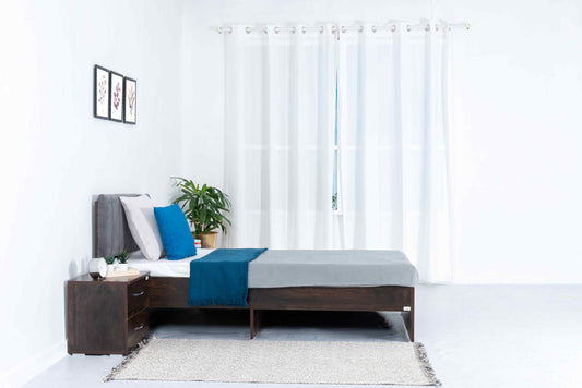 Alpino Frostline Wooden Single Bed without Mattress - RentalFurniture.in