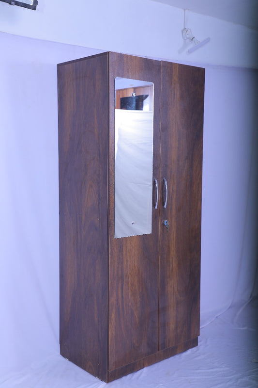 Quinen Two Door Wardrobe - Large - Half Mirror - RentalFurniture.in