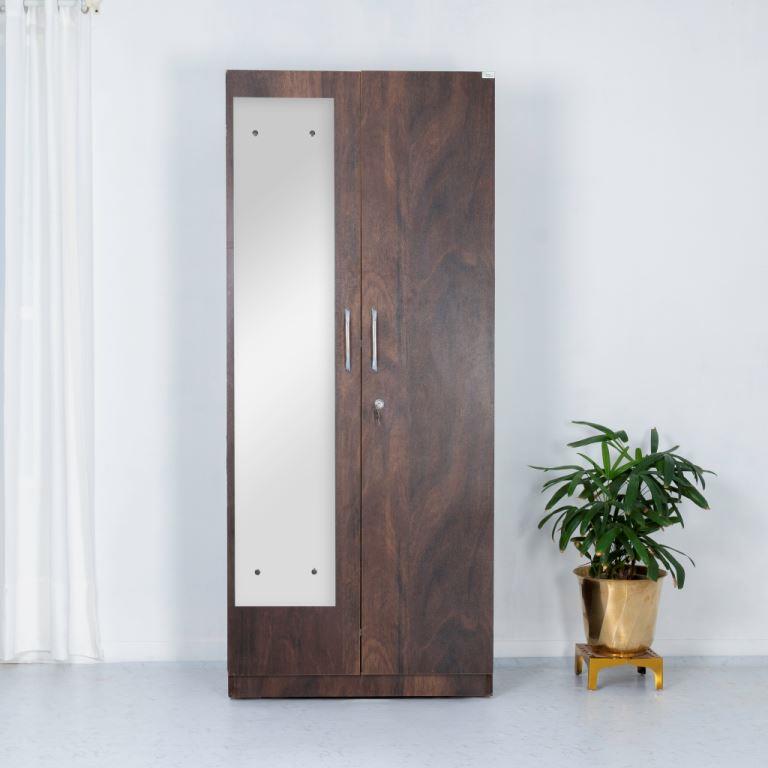 Quinen Two Door Wardrobe - Standard - Full Mirror - RentalFurniture.in