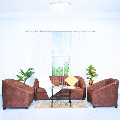 Mocha American Sofa Set (Five Seater) - RentalFurniture.in