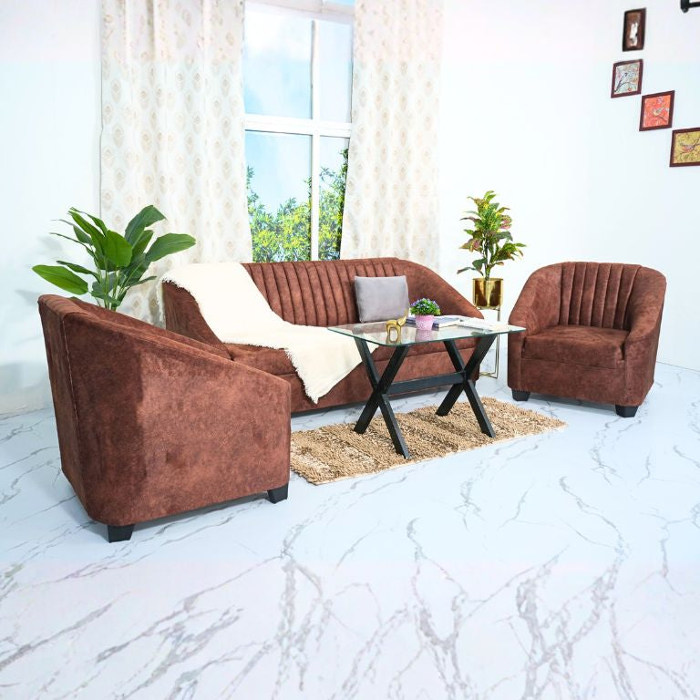Mocha American Sofa Set (Five Seater) - RentalFurniture.in