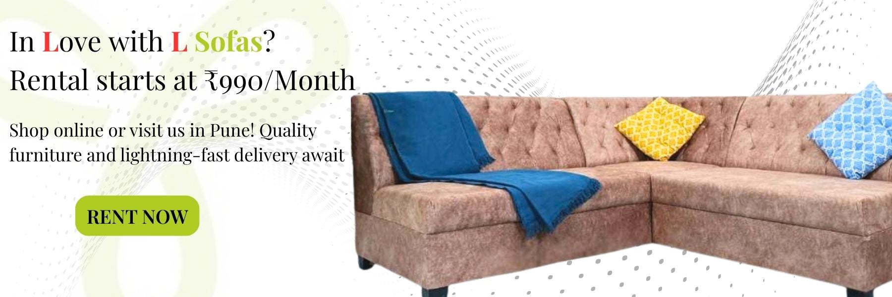 Rent L-shape sofa in pune
