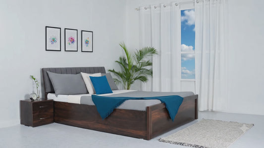 Storage Bed - Alpino Frostline Wooden Double Bed with Mattress