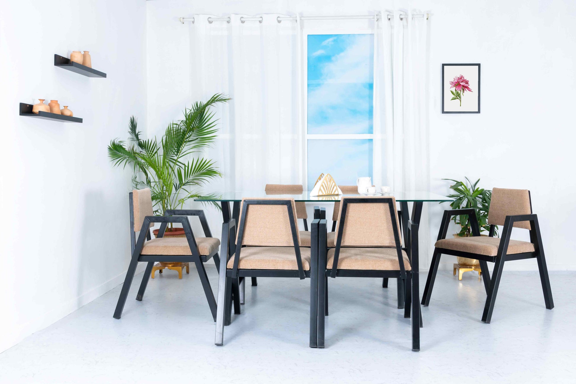 Sandy Beach Classic X Design - Six Seater Dining Set - RentalFurniture.in