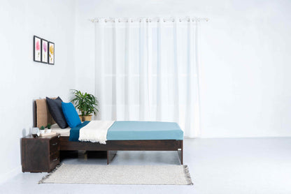 Sandy Beach Classic Wooden Single Bed with Mattress - RentalFurniture.in