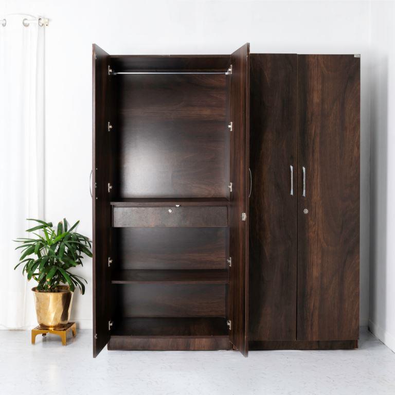 Carlton 4 Doors Wardrobe - Standard - Half Mirror - RentalFurniture.in