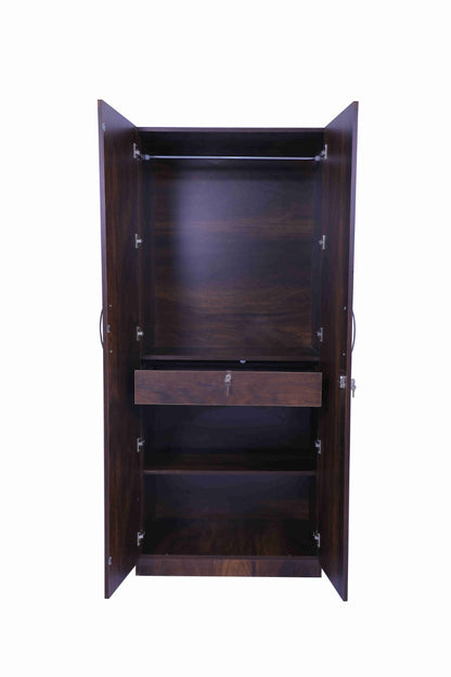 Quinen Two Door Wardrobe - Standard - Half Mirror - RentalFurniture.in